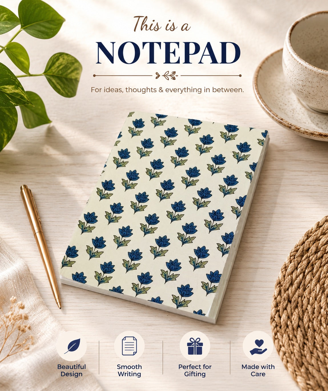 Quilted Cotton Work Gift Set – Laptop Bag, Diary, Notepad & Pencil Pouch