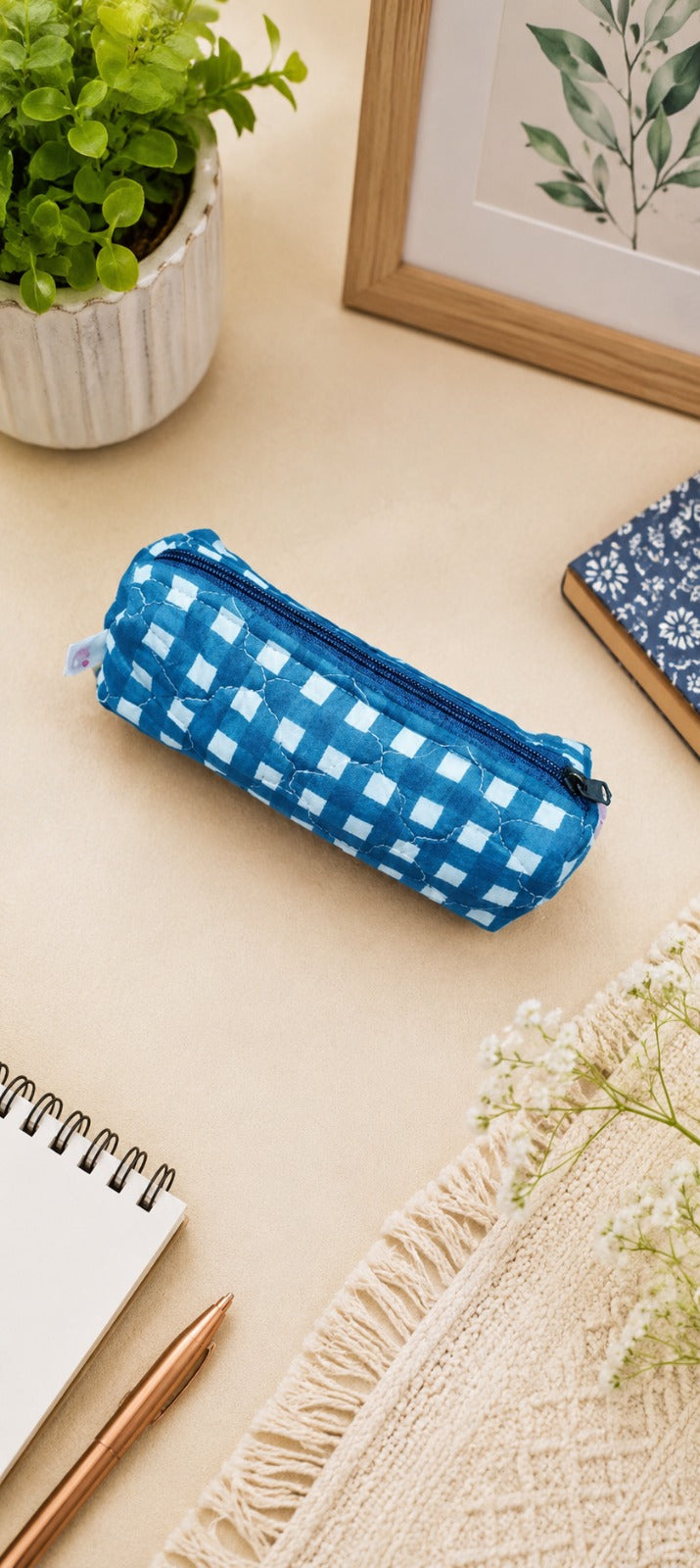 Quilted Cotton Work Gift Set – Laptop Bag, Diary, Notepad & Pencil Pouch