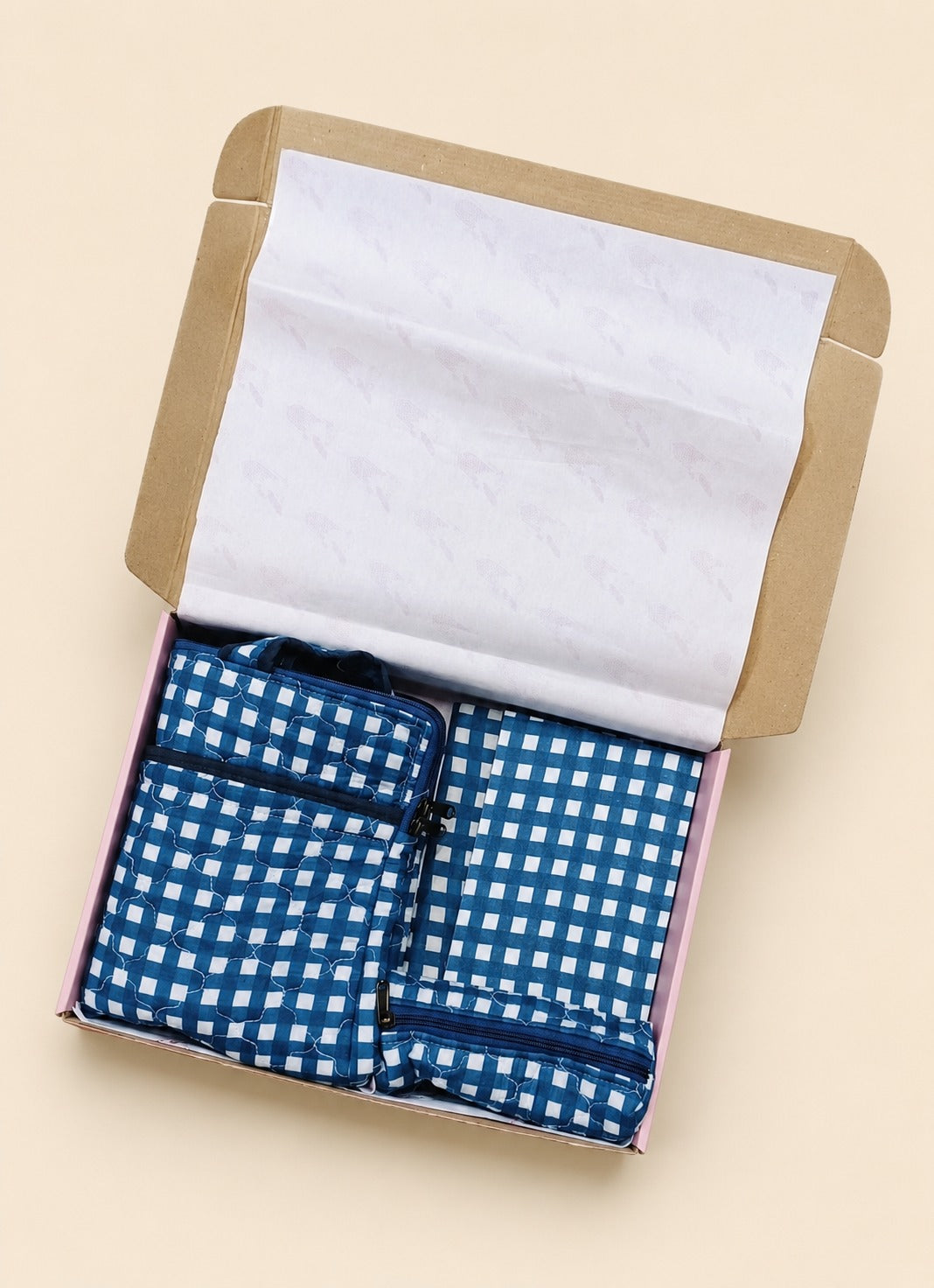 Quilted Cotton Work Gift Set – Laptop Bag, Diary, Notepad & Pencil Pouch