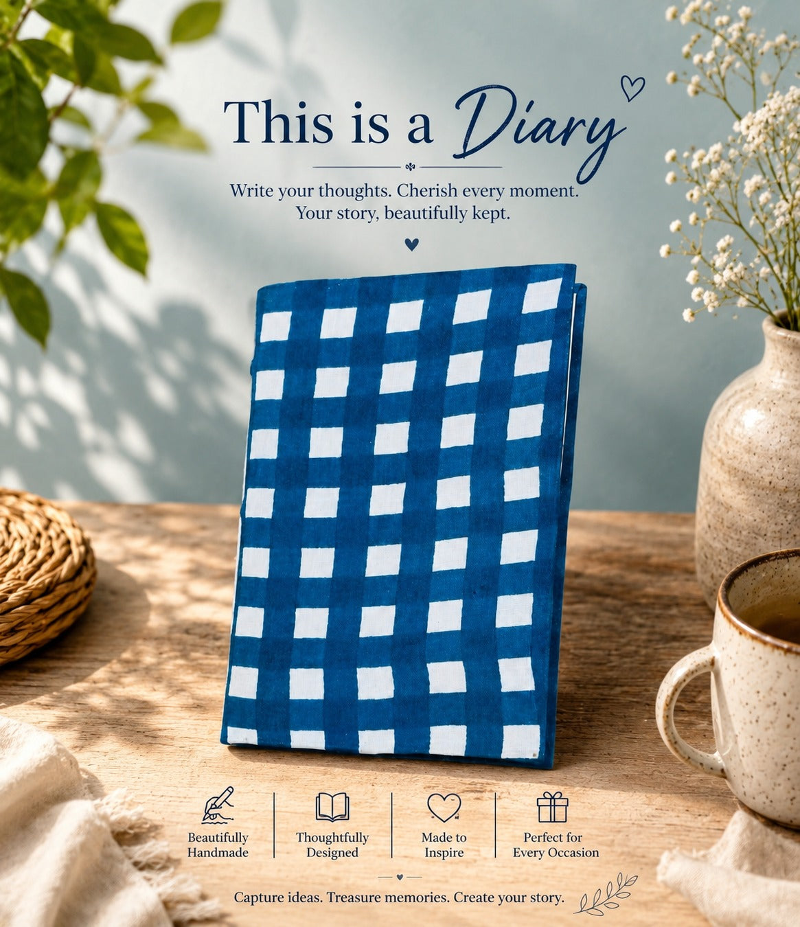 Quilted Cotton Work Gift Set – Laptop Bag, Diary, Notepad & Pencil Pouch