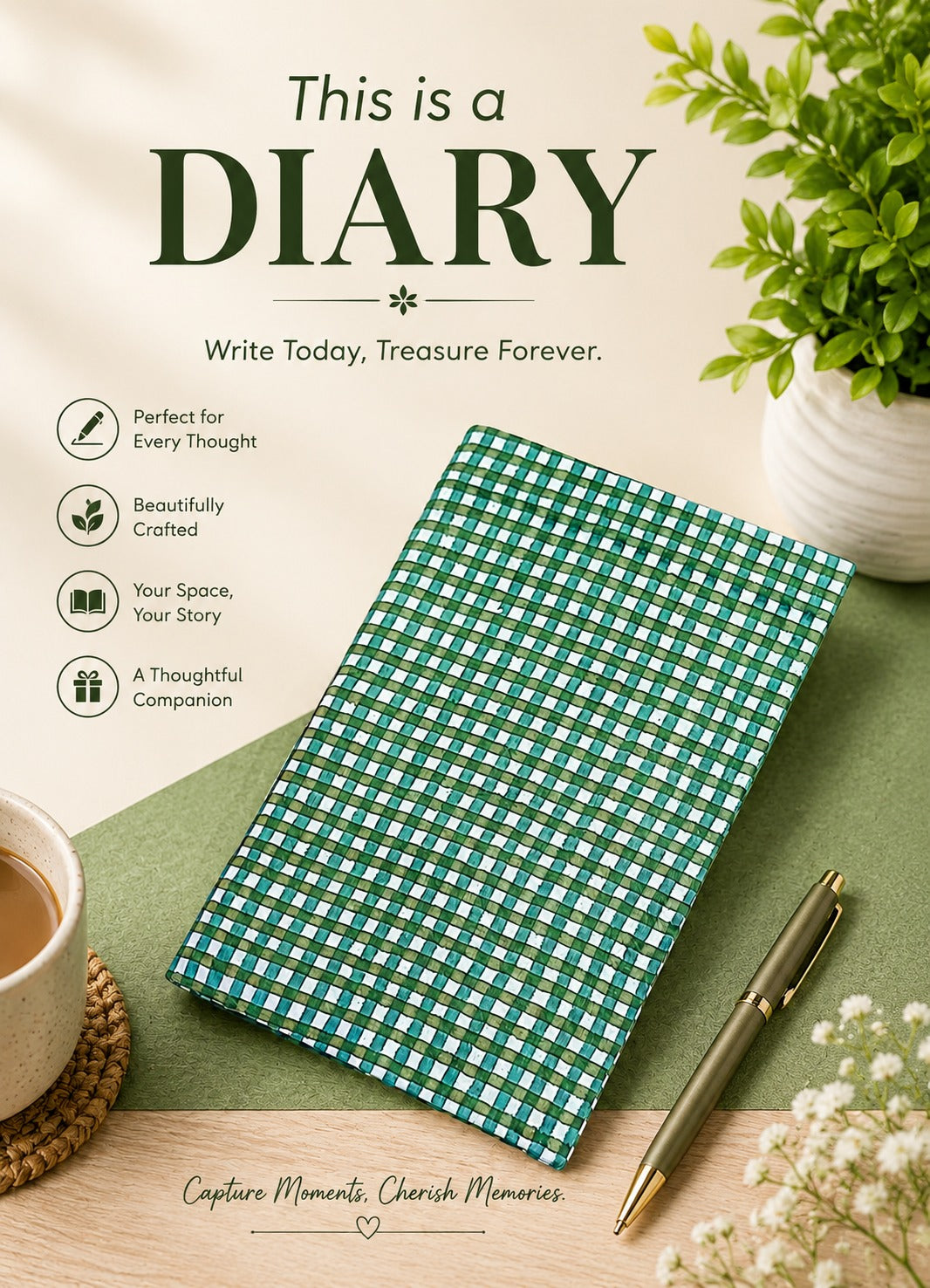 Quilted Cotton Work Gift Set – Laptop Bag, Diary, Notepad & Pencil Pouch