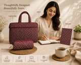 Quilted Cotton Work Gift Set – Laptop Bag, Diary, Notepad & Pencil Pouch