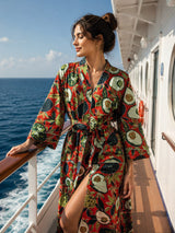 Cotton Kimono Handblock Printed Unisex Bathrobe - Free Size