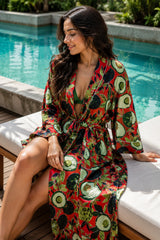 Cotton Kimono Handblock Printed Unisex Bathrobe - Free Size