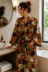 Cotton Kimono Handblock Printed Unisex Bathrobe - Free Size