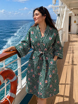 Cotton Kimono Handblock Printed Unisex Bathrobe - Free Size