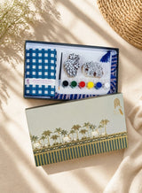 DIY Block Printing Kit – Handmade Diary, White Pouch, 2 Wooden Blocks & Paint Set