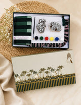 DIY Block Printing Kit – Handmade Diary, White Pouch, 2 Wooden Blocks & Paint Set