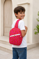 Handblock Printed Cotton Kids’ One Strap Backpack with Adjustable Straps