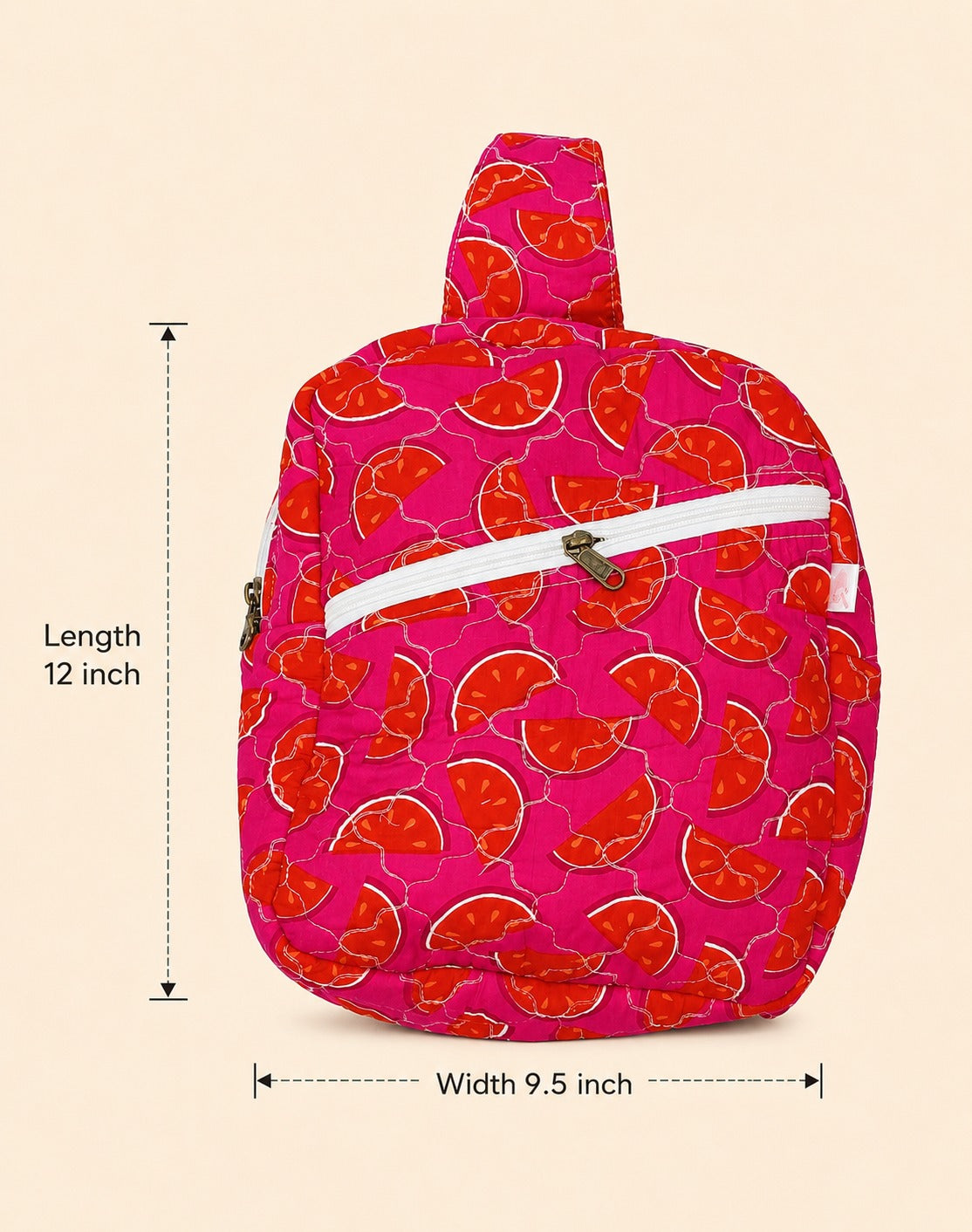 Handblock Printed Cotton Kids’ One Strap Backpack with Adjustable Straps