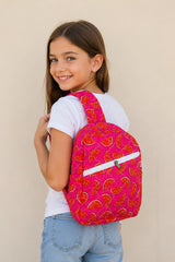 Handblock Printed Cotton Kids’ One Strap Backpack with Adjustable Straps