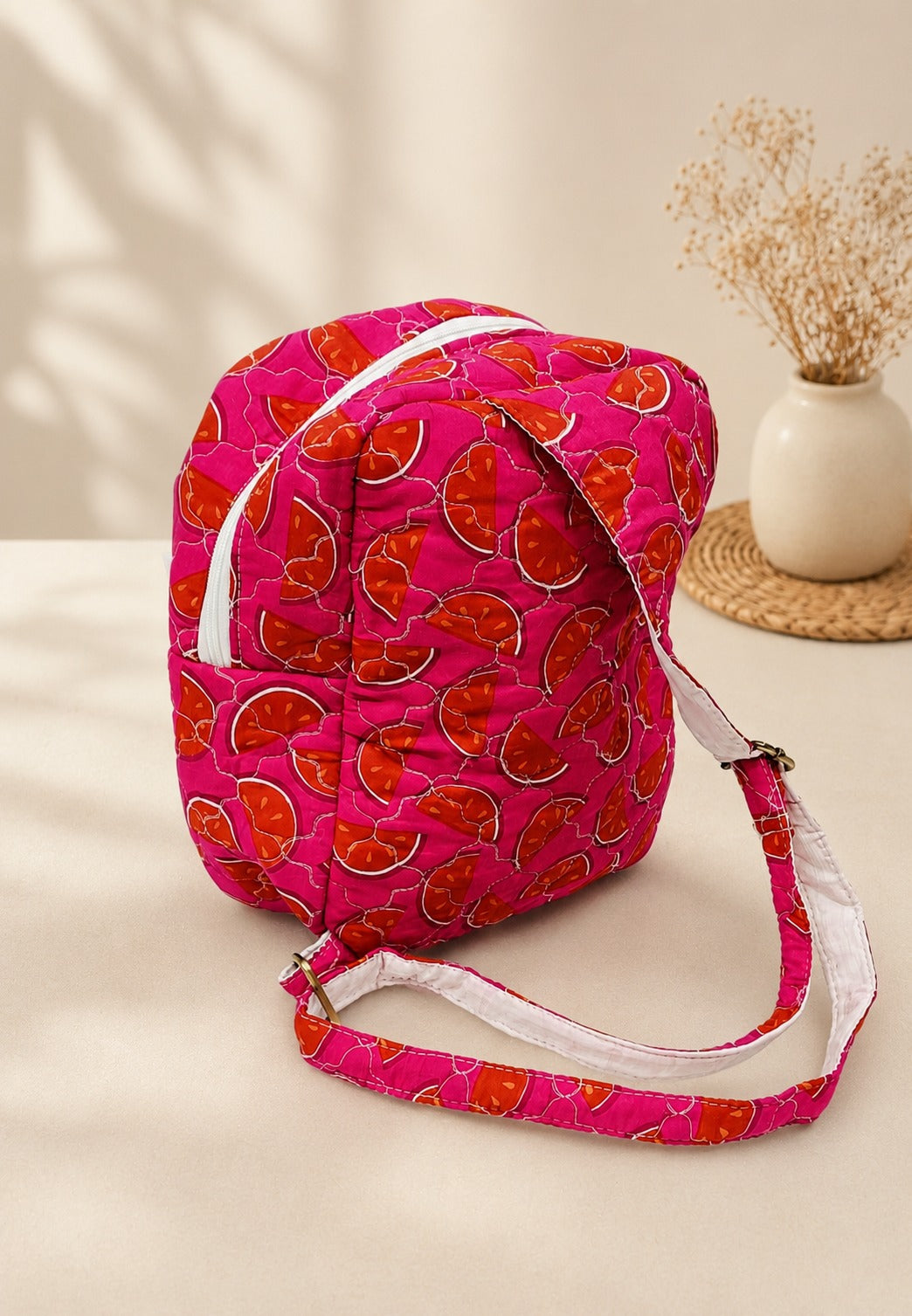 Handblock Printed Cotton Kids’ One Strap Backpack with Adjustable Straps