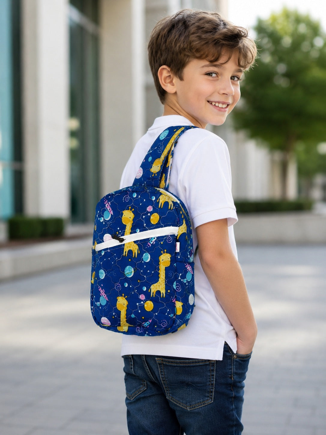 Handblock Printed Cotton Kids’ One Strap Backpack with Adjustable Straps