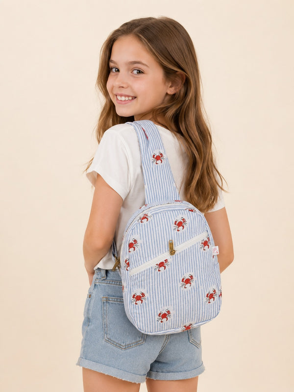 Handblock Printed Cotton Kids’ One Strap Backpack with Adjustable Straps