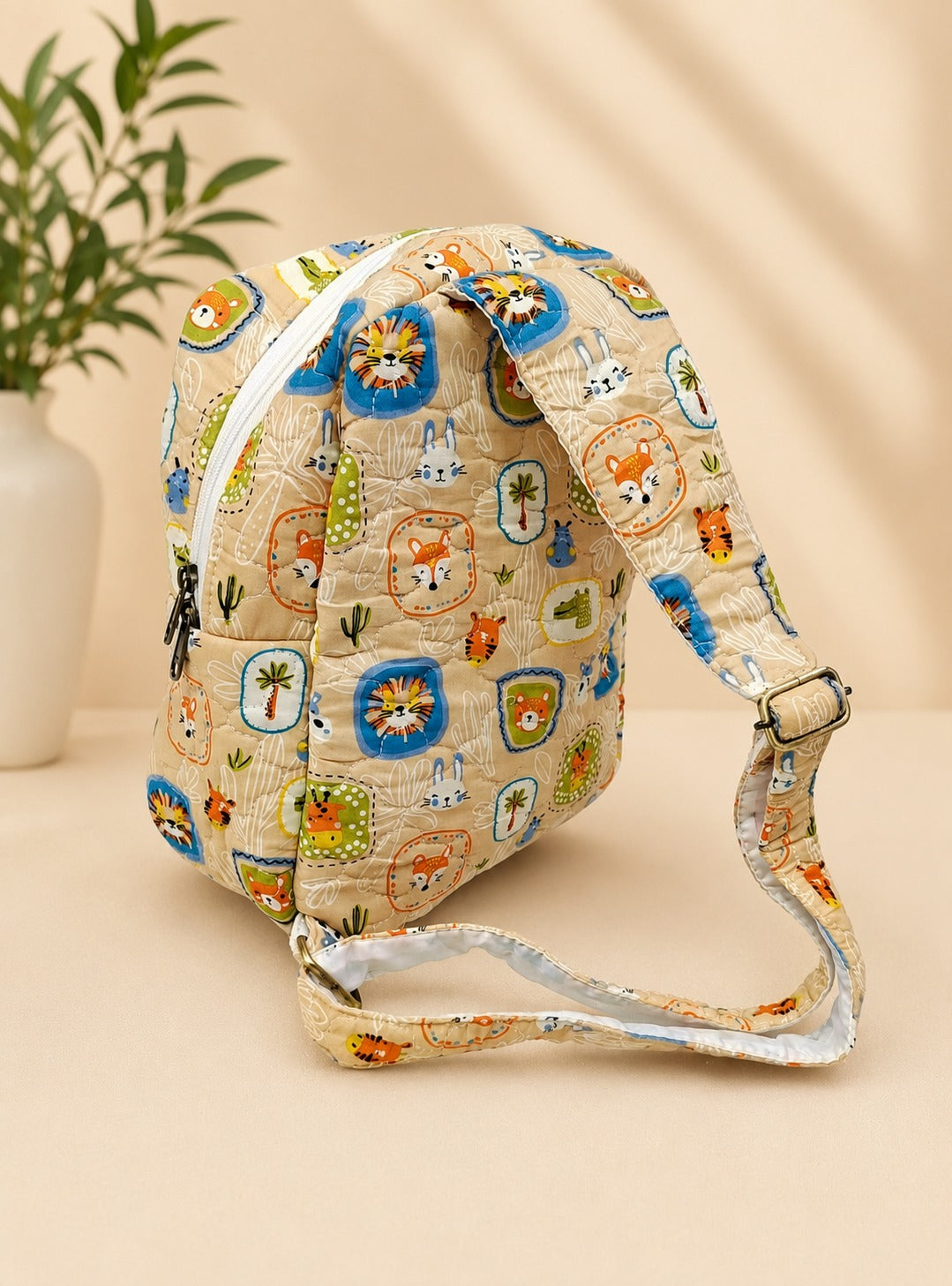 Handblock Printed Cotton Kids’ One Strap Backpack with Adjustable Straps