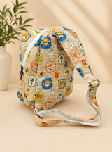Handblock Printed Cotton Kids’ One Strap Backpack with Adjustable Straps