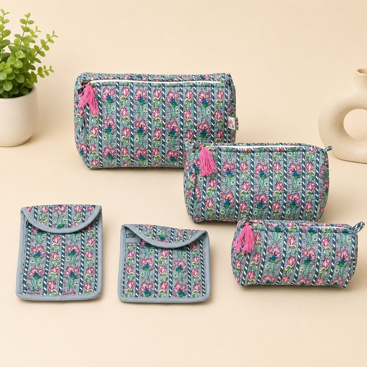 Set of 5 Utility Pouches (3 Makeup Pouches, 1 Sunglass Pouch, 1 Sanitary Napkin Pouch
