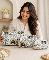 Set of 3 cosmetic bag/pouches with waterproof lining