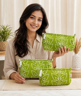Set of 3 cosmetic bag/pouches with waterproof lining