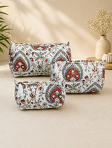 Set of 3 cosmetic bag/pouches with waterproof lining