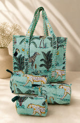 Stylish Tote Bag with 3 Coordinated Utility Pouches with Gift Box