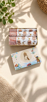 Kids Gift Set - Handblock Printed Towels - 1 Bath + 2 Hand Towels