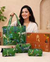 Stylish Tote Bag with 3 Coordinated Utility Pouches with Gift Box