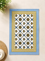 Gift Box with Handblock Printed Canvas Cotton Table Runner & Set Of 6 Mats,