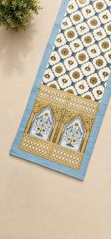 Gift Box with Handblock Printed Canvas Cotton Table Runner & Set Of 6 Mats,