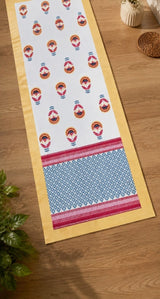 Gift Box with Handblock Printed Canvas Cotton Table Runner & Set Of 6 Mats,