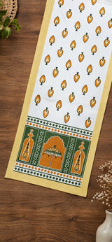 Gift Box with Handblock Printed Canvas Cotton Table Runner & Set Of 6 Mats