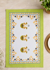 Gift Box with Handblock Printed Canvas Cotton Table Runner & Set Of 6 Mats