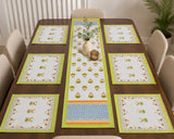 Gift Box with Handblock Printed Canvas Cotton Table Runner & Set Of 6 Mats