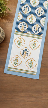 Gift Box with Handblock Printed Canvas Cotton Table Runner & Set Of 6 Mats