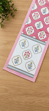 Gift Box with Handblock Printed Canvas Cotton Table Runner & Set Of 6 Mats