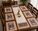 Gift Box with Handblock Printed Canvas Cotton Table Runner & Set Of 6 Mats