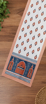 Gift Box with Handblock Printed Canvas Cotton Table Runner & Set Of 6 Mats