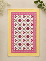 Gift Box with Handblock Printed Canvas Cotton Table Runner & Set Of 6 Mats