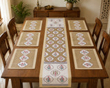 Gift Box with Handblock Printed Canvas Cotton Table Runner & Set Of 6 Mats
