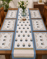 Gift Box with Handblock Printed Canvas Cotton Table Runner & Set Of 6 Mats