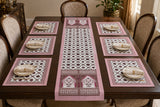 Gift Box with Handblock Printed Canvas Cotton Table Runner & Set Of 6 Mats