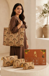 Stylish Tote Bag with 3 Coordinated Utility Pouches with Gift Box