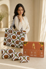 Stylish Tote Bag with 3 Coordinated Utility Pouches with Gift Box