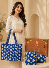 Stylish Tote Bag with 3 Coordinated Utility Pouches with Gift Box