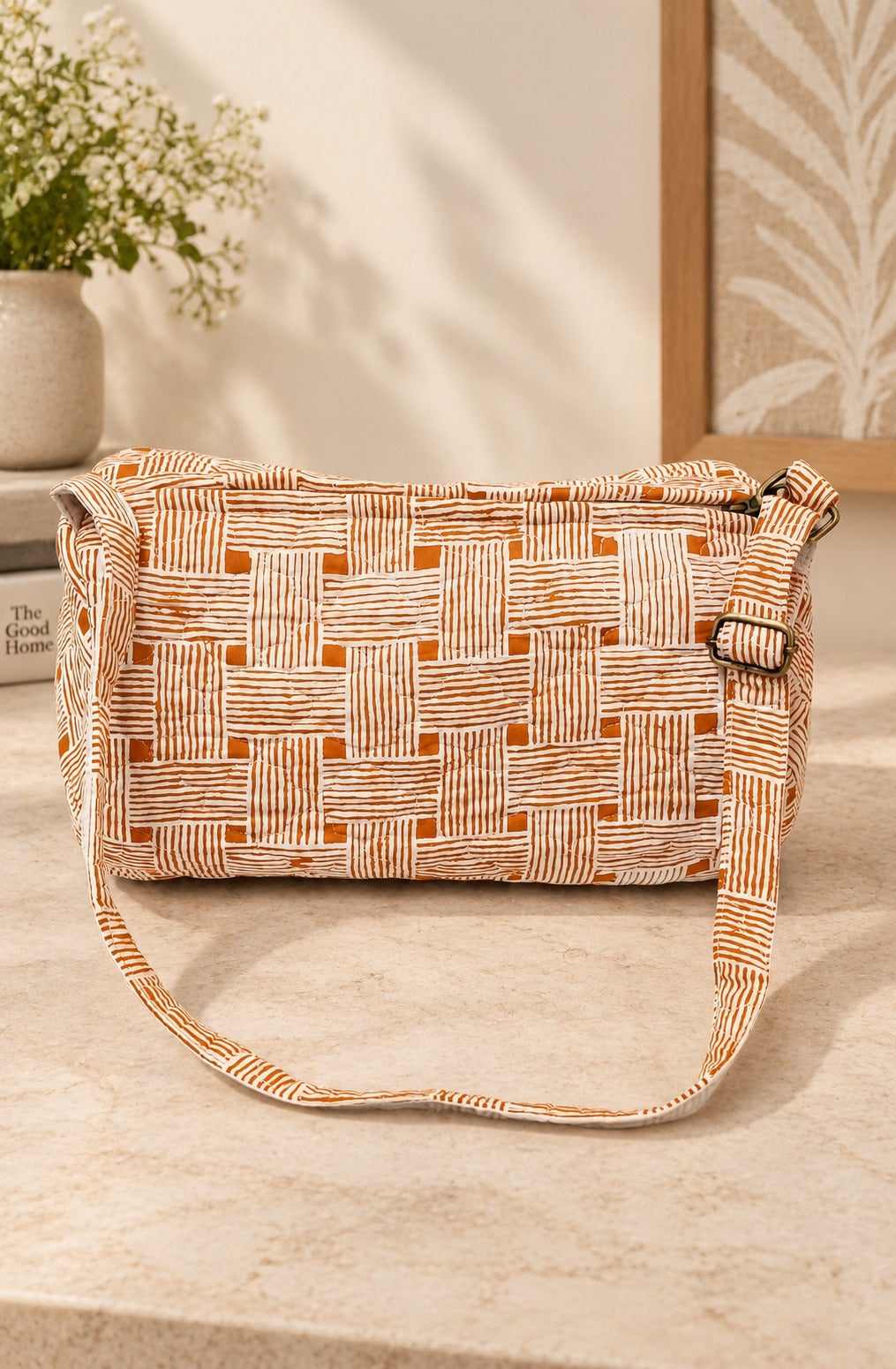 Handblock Printed Cotton Kids’ Duffle Bag with Adjustable Strap