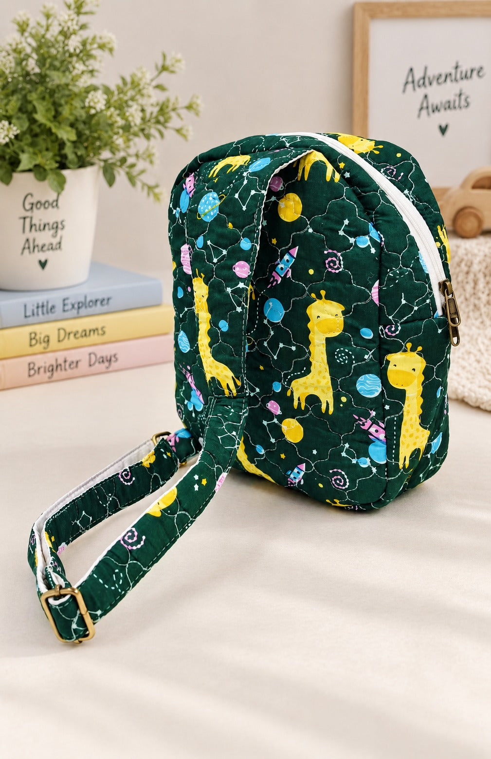 Handblock Printed Cotton Kids’ One Strap Backpack with Adjustable Straps