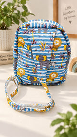 Handblock Printed Cotton Kids’ One Strap Backpack with Adjustable Straps