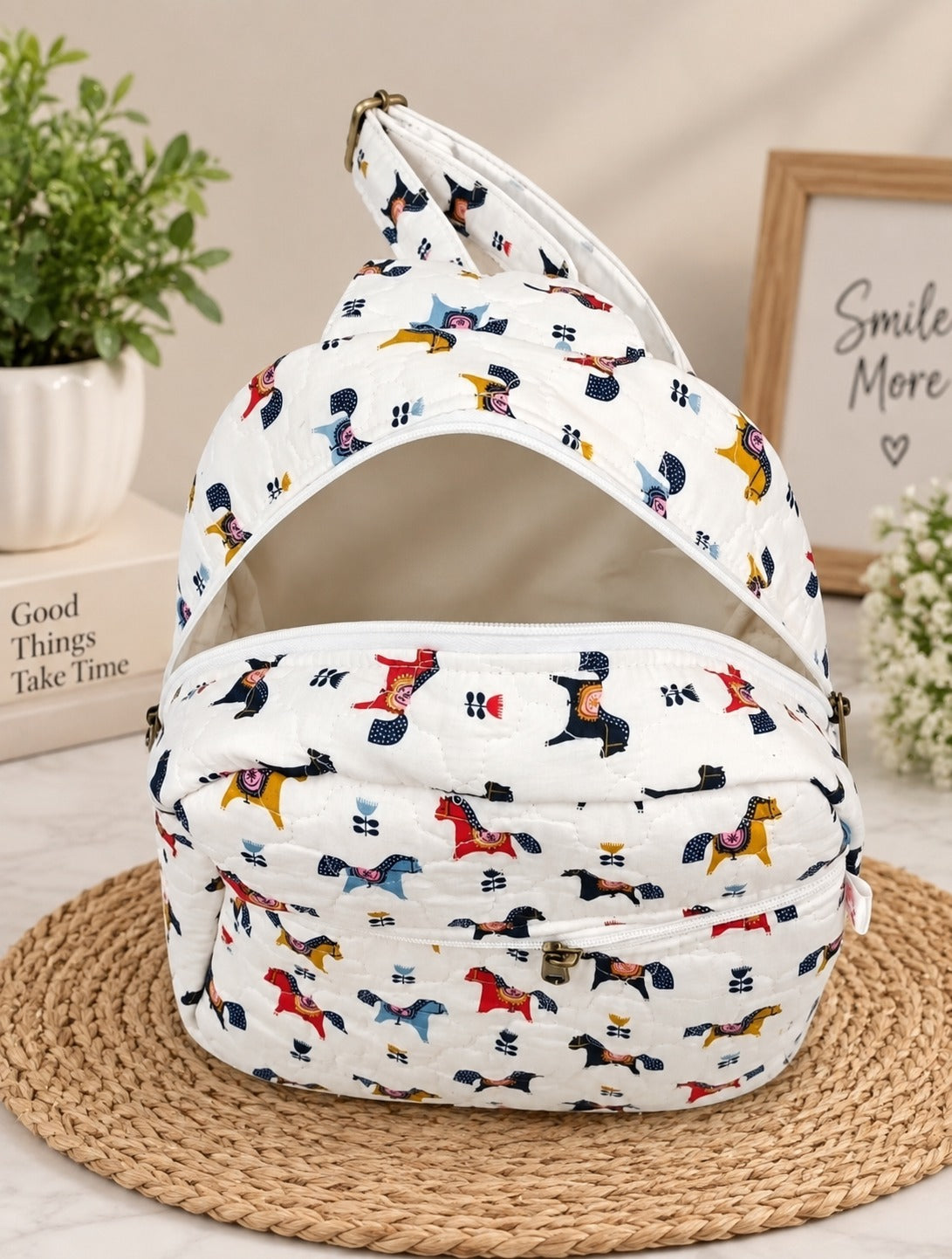 Handblock Printed Cotton Kids’ One Strap Backpack with Adjustable Straps