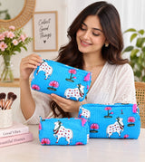 Set of 3 cosmetic bag/pouches with waterproof lining