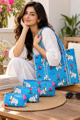 Cotton Tote Bag with Zip & Pouch Combo